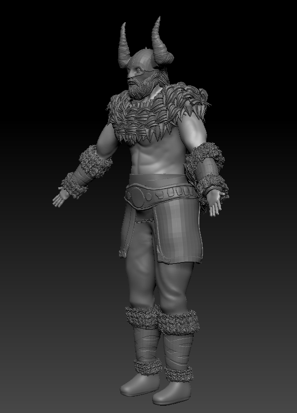 Çeyrek açıdan Viking savaşçısı, anatomi ve zırh detayı.